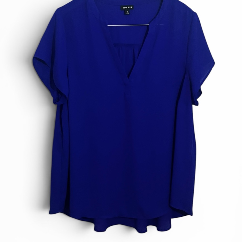 torrid Royal Blue V-Neck Flutter Sleeve Blouse
